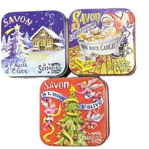 Christmas Tins La Savonnerie De Nyons Savon Decor Set of 3 Empty